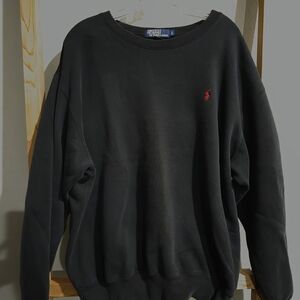 Ralph Lauren Black Crewneck Sweater with Red Logo